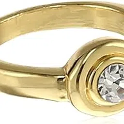 estele 24kt Gold Plated Gypsy Set Solitaire Ring for Women with Bold Austrian Crystal (071 Ring) image 1