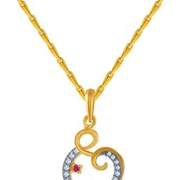 p.c. chandra jewellers 14k (585) Yellow Gold and American Diamond Pendant for Women-picture-47