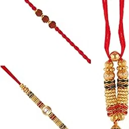 Vivastri's Premium & Attractive Rakhi Set Of 3 Pair With Trending 'Lumba 'Style Rakhi For Brother On Occasion Of Rakshabandhan-VIVA1211-1215-1229RKG-picture-42