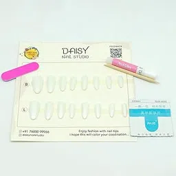 Press-on Nails Kit | Glossy, Reusable and Quick-Fix Artificial Nails with Glue, Sticker and Tools (Pearl White)-picture-31