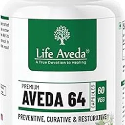 Life Aveda Aveda 64 | Ayurvedic Herbal Supplement for Fever, Cold, and Body Discomfort | With Natural Ingredients Kuberraksha, Saptparna, Kutki & Chirayata | 100% Natural | GMP Certified-image-30