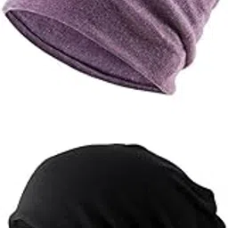 2 Pieces Cotton Slouchy Baggy Beanie Chemo Hat Slouchy Cap Purple+Black|Clothing, Shoes & Accessories | Womens Accessories | Hats-image-35