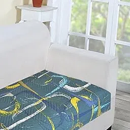 Houseefy® Polycotton Printed Sofa Seat Cover for 3 Seater with Heavy Antiskid Backing & Easily Machine Washable Sofa Seat Runner for Couch (28 X 72 Inches) 016_3S, Blue Stone-image-18