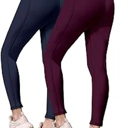 Women’s Polyester Stretchable Leggings with Solid Print High Rise Waist Style Slim Fit and Standard Length | Activewear Tights | Gym Fitness Leggings | Daily Use Set | Pack of 2-image-68