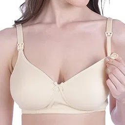 Womens Nursing Bra, Non-Wired Padded Feeding Bra, Maternity Bra - Cotton Hosiery Full Coverage Bra - C Cup -Blossom-image-26