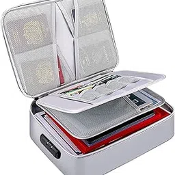 lexso File Organizer With Fireproof Document and Money Bag - Home Office Travel Safe With Lock - Portable Organizer for Laptop, Files, Certificates (Grey) image 1