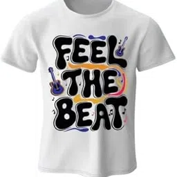 RR Trading Men's Round Neck Short Sleeve Graphic Print White T-Shirt Casual Tee Top Feel The Beat-023-picture-10