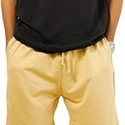 blendculture Cotton Casual Lounge Shorts, 240 GSM Pure Cotton, Relaxed Fit with Pockets, Elastic Waistband, Beige-picture-18