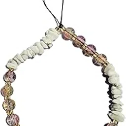 Aesthetic Natural Uncut stone and Cracked Glass beads Phone Charm Lanyard-picture-55
