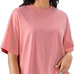 the souled store Solids: Women and Girls Short Sleeve Round Neck Cotton Oversized T-Shirts-picture-33