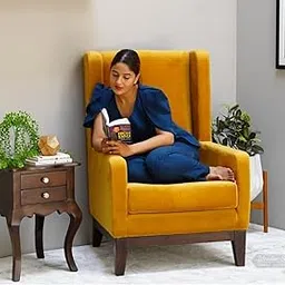 Wooden Kalakar Serenity Creamy Lounge Wood Sofa Chair Solid Wood Living Room Chair One Seater Chair (30X30X48 Inch)-picture-37