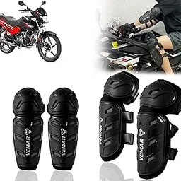 Auto Pearl Motorcycle Knee Shin Guards Elbow Pads, 4 in 1 Monstor Style Knee Shin Safe Protection Armor for Moto Cycling Racing compatible with Glamour Programmed FIBS6 (Black, 4Pcs)-picture-45