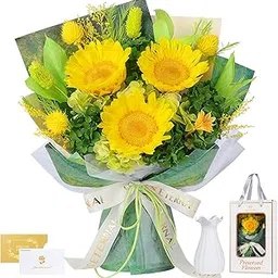 Preserved Sunflower Bouquet - Forever Flowers for Delivery, Long-Lasting Flower with Gift Box, Eternal flowers Bouquet for Mothers, Mom, Wife Anniversary Birthday Gifts for Women and Her-picture-17