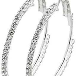 shining jewel - by shivansh Shining Jewel Austrian Crystal and CZ Silver Plated Hoop Earrings for Women-picture-44