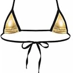 m.a.1 Women's Triangle String Bikini Set, Halter Neck, Black-picture-25