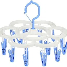 DHANABAPA Cloth Hanger Drying Stand 24 pc Round Dryer for Washing Line, Underwear Dryer, Portable Plastic Hanging Clothes Airer with Windproof Clips, Airer for Socks, Underwear, Baby Clothes - Multi.-image-41
