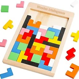VGRASSP Educational 40 Pcs Wooden Russian Blocks Puzzle Toy for Kids - Colorful STEM Learning Gift for Boys and Girls - Brain Teaser Intelligence Puzzle - Color As Per Stock-image-79
