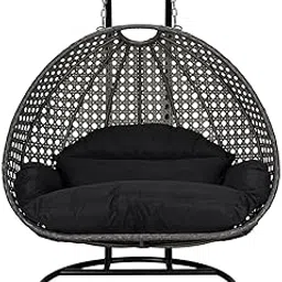 IIOF Double Seater Hammock Swing Chair with Stand and Cushion for Patio Balcony Garden Terrace Living Room Relaxing Chair| Powder Coated Frame (Grey)-picture-61