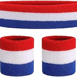 OnUpgo Sweatband Set Sports Headband Wristband Sweatbands Terry Cloth Athletic Exercise Basketball Wrist and Headbands Moisture Wicking Sweat Absorbing Head Band-image-25