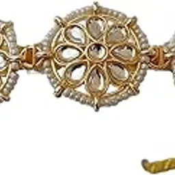 jewilley Floral Kundan Mathapatti Sheeshpatti Golden Wedding Hairband, Celebrity Headband, and Hair Jewellery Tiara for Women and Girls-picture-43