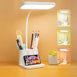One94Store 3-in-1 LED Desk Lamp with Pen & Phone Holder – USB Rechargeable Study Lamp with Touch Sensor, 3 Light Modes, Eye Protection & Warm White Night Light for Bedroom, Office & Home-picture-10