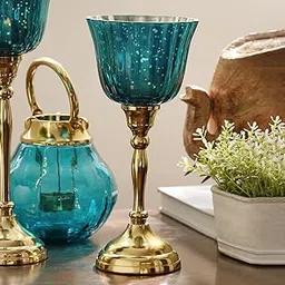 Pure Home + Living Teal and Gold Votive with Metal Stand - Small-picture-10