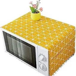 Zollyss Microwave Oven Dust Proof Cover with Side Puch Bag Cotton Linen Kitchen Storage Bags; 85 x 35 cm (Yellow)-picture-15