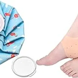 KESI Ornaments Ice Cold Pack Reusable Ice and Hot Water Bag for Injuries|Hot & Cold Therapy And 1 Pair Silicone Gel Heel Pad Protector Cushion Shoe Feet Half Heel Socks Combo Pack image 1