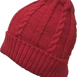 gajraj Unisex Cable Weave Knit Warm Winter Woolen Skull Cap with Fur Lining-picture-49