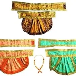 MURLIWALE Handcrafted Hanuman Ji, Bajrang Bali Chola/Vastra/Poshak/Dress, Made of Silk Cloth. Combo of 3 Dress and 1 Mala. Dress Size: Chola- 2 Inch.-picture-17