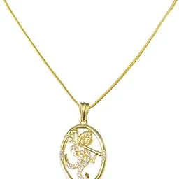 gilher Fancy Gold Plated Oval OM Diamond Locket Chain For Women And Girl-picture-26