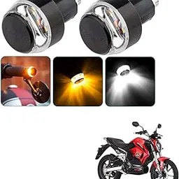 AUTOADDICT Auto Addict Bike And Scooty Handle Bar End DRL/White And Yellow Turn Signal LED Light Blinker Indicator For Revolt RV 400-picture-12