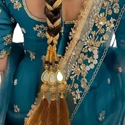 PRAAJKA Hair Accessory For Women & Girls Hair Extension Choti Braid Tassles, Punjabi Tassles Hair Paranda Braid Parandi Choti Big Parada Heavy Design Paranda Parandi Braid Tassles-image-2