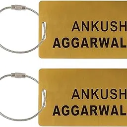 chl quality you can count on Luggage Tag for Men & Women Custom Engraved Name Travel Bag Tag Stylish Golden Stainless Steel Durable Identifier for Suitcases, Backpacks & Travel Accessories (Pack of 2)-picture-35