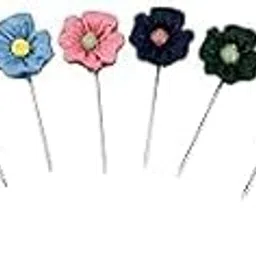 Multicolour Flower Hijab Pins for Women and Girls- Pack of-10 pcs/scarf pin/brooch/needle pin/lapel pin-image-0