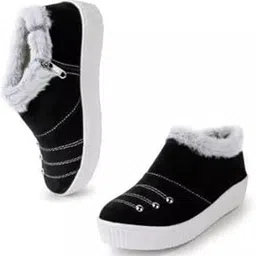 WOMEN STYLISH BLACK VELVET LACE-UP SNEAKERS Sneakers For Women (Black)-picture-32