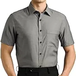 Louis Philippe Men's Easy to Iron Premium Cotton Wrinkle Resistant Regular Fit Solid Half Sleeve Formal Shirt-picture-32
