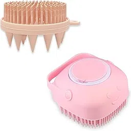 GLUN® 2 in 1 Bath Brush and Dispenser Bath Brush Combo, Exfoliating Body Brush, Premium Silicone Brush for Use in Shower, Head Scrubber and Scalp Massager image 1