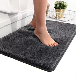 RJVT Grey 40x60cm TPR Microfiber Anti-Skid Water Absorbent/Soaking Washable Rectangular Mat for Bathroom/Entrance/Kitchen/Bedside/Door/Living-Room/Prayer Room-picture-35