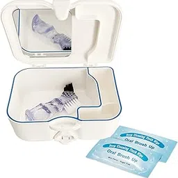 Denture storage box with mirror and cleaning brush, storage box for orthodontic teeth, retainer, etc.-picture-41