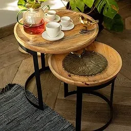 aba home Monika Mango Wood Side Table Set of 2-image-58