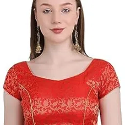Women's Readymade Blouse Sweetheart Brocade Short Sleeve || Stretchable Stylish Comfortable Blouses || Neck Style U-Neck Family Functions Best Holi Festivals Gift for Womens & Girls.-image-58