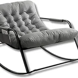 Woodensure Modern Metal Rocking Chair with Large Cushion Seat & Side Pocket – Indoor/Outdoor Recliner for Home, Living Room, Patio – Comfortable & Stylish Relaxation Chair (Grey, Large)-picture-47