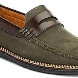 buxton Men Suede Square Toe Comfort Insole Loafers Green-picture-55