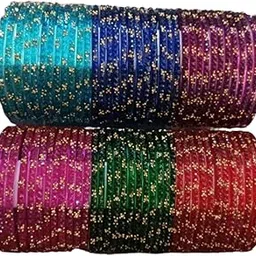 ShimmerSplash DiamondCut Raindrop Glass Bangles – Festive Combo Pack (6 Dozen Multicolor)-image-18