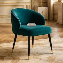 R G Wood Dining Chair | High-Density Foam Seat | Bookley Fabric Upholstery | Sheesham Wood & Plywood Frame | Modern Comfortable Accent Chair for Dining Room, Kitchen, Living Room (Teal Blue)-picture-18