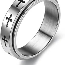 via mazzini No-Tarnish No-Fading Stainless Steel Cross Design Spinner Stress Relief Anti Anxiety Fidget Ring For Men and Boys (Ring0772) - US Size 9-picture-38