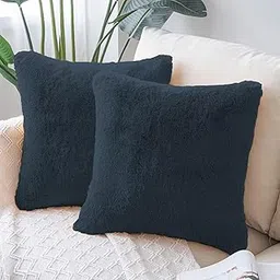 Amazon Brand - Umi Ruffle Premium Cushion Cover 16x16 Inch - Set of 2, Super Soft Both Side Fur Solid Square Pillow Covers for Sofa, Living Room or Home Decor - 40x40 cm - Anthra-image-25