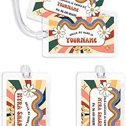 Yellow Nuts Personalized Travel Luggage Tags Pack of 3 School Bag Name Labels Suitcase Air Travel Travel Id for Kids Girls Boys Water-Proof-picture-50