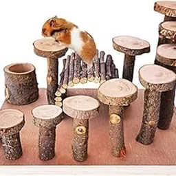 SS ORGANIC Wooden Hamster Platform Toy Chinchilla Activity Playground Stand Ladder Guinea Pigs Hideout Set Bridge Ramps Chew Toys Rat Sugar Glider Syrian Hamster Small Animals-picture-65
